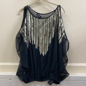 Bebe women’s size XS sequined cold shoulder blouse top